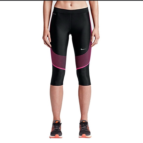 Nike Women's Dri-Fit Power Speed Training Running Tights Size Medium Cropped - Picture 1 of 7